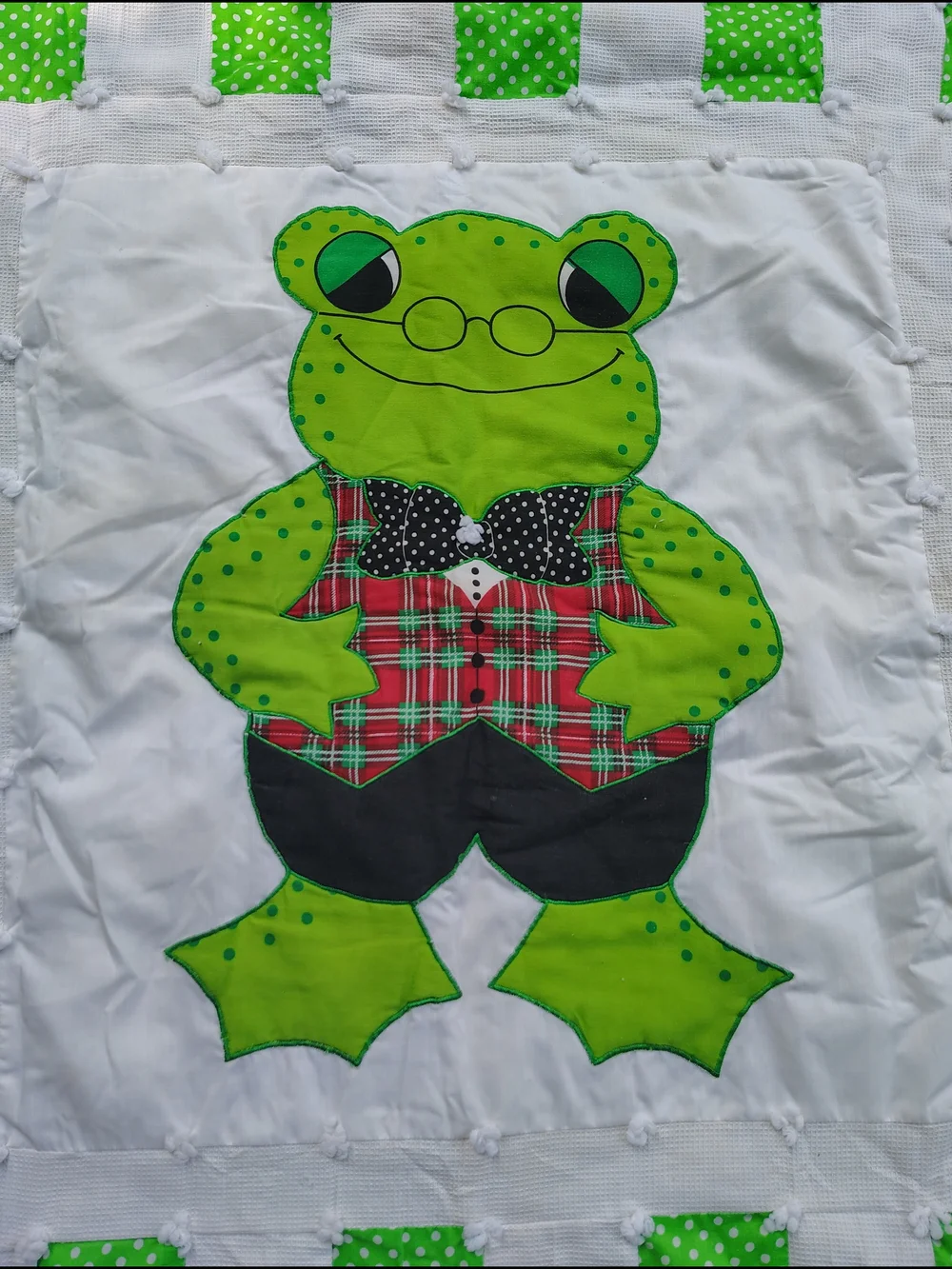Handmade Green Frog Patchwork Quilt